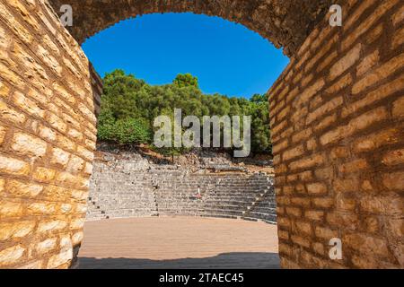 Albania, Vlora province, archaeological site of Butrint, UNESCO World Heritage Site, amphitheatre (3rd century BC) Stock Photo
