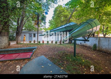 Albania, Tirana, Museum of Secret Surveillance or House of Leaves, historical museum in the building that served as the Sigurimi's headquarter during the communist era Stock Photo