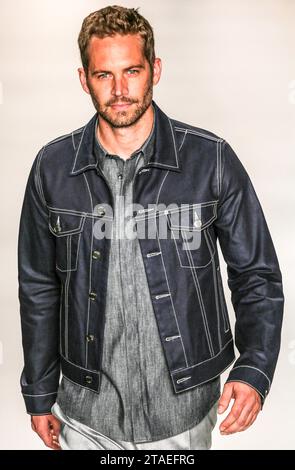 New York City, NY, USA. 21st Mar, 2013. ATTENTION EDITOR - FILE PHOTO FROM 03/21/2013 - SÃƒO PAULO, SP, 03/21/2013 - SÃƒO PAULO FASHION WEEK - PAUL WALKER -.Ten years since the death of North American actor Paul Walker this Thursday, November 30, 2023 in file photo the actor Paul Walker during the Colcci Spring-Summer 2013/14 collection fashion show at SÃ£o Paulo Fashion Week (SPFW) in Ibirapuera Biennial Pavilion in the southern region of the city of SÃ£o Paulo on March 21, 2013. (Credit Image: © William Volcov/ZUMA Press Wire) EDITORIAL USAGE ONLY! Not for Commercial USA Stock Photo