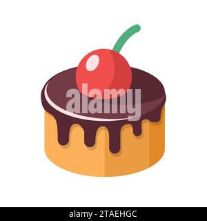 Cake dessert, sweet food. Simple delicious symbol. Sweet birthday cake, Bakery cupcake isolated on white. Vector illustration. Stock Vector