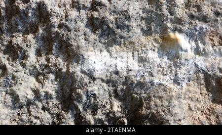 Natural wall made of rough stone. The surface of an old, rough, relief wall made of natural stone. Stock Photo