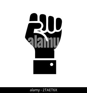 Raised fist icon symbol of victory, strength and solidarity. Empower, courage, strong, power concept. Human hand up in the air. Vector illustration. Stock Vector