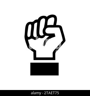 Raised fist icon symbol of victory, strength and solidarity. Empower, courage, strong, power concept. Human hand up in the air. Vector illustration. Stock Vector