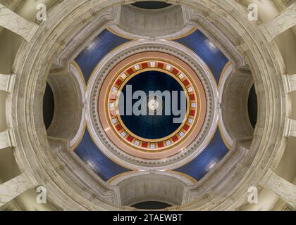 Inner dome from the rotunda floor of the West Virginia State Capitol building at 1900 Kanawha Blvd E in Charleston, West Virginia Stock Photo