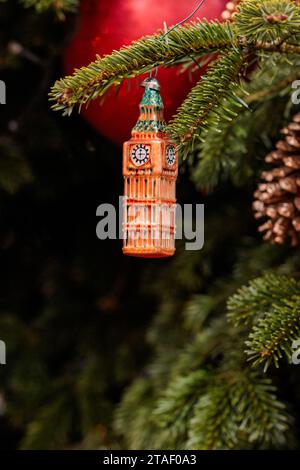 Downing Street, London, UK. 30th November 2023.  Big Ben Christmas Decoration on the Downing Street Christmas Tree. Photo by Amanda Rose/Alamy Live News Stock Photo