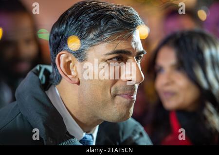 London, England, UK. 30th Nov, 2023. UK Prime Minister RISHI SUNAK attends Downing Street Christmas Market and meets stallholders at festive showcase. (Credit Image: © Thomas Krych/ZUMA Press Wire) EDITORIAL USAGE ONLY! Not for Commercial USAGE! Stock Photo