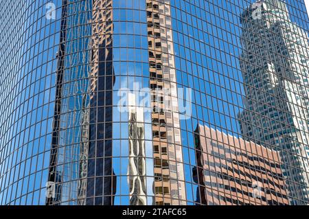 Abstract office buildings seen in a downtown core. Concept of commercial real estate and the challenges of remote work and working from home. Stock Photo