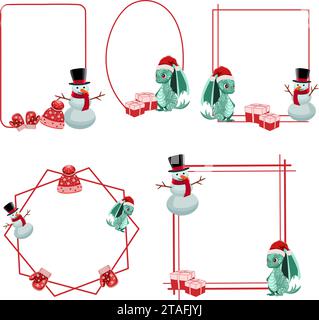 Holiday frame set with decorations. Vector illustration Stock Vector