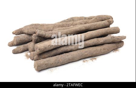 Fresh raw salsify roots isolated on white Stock Photo