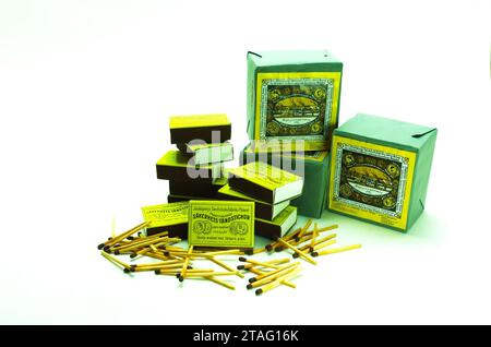 Several Matchboxes isolated on white background Stock Photo