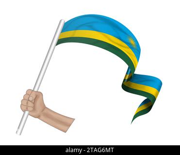 Flag of Rwanda. Rwanda flag on fabric surface. Fabric Texture. National ...