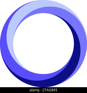 Impossible circle shape. Purple blue optical line symbol. Twisted mobius strip. Infinite loop object. Abstract unreal geometric form. Solid puzzle design element for logo, icon, label, tag. Vector Stock Vector