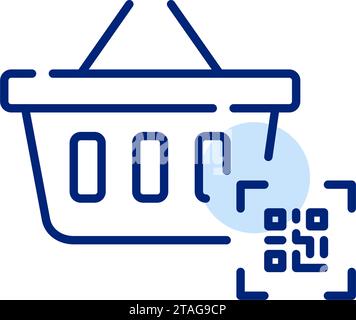 Shopping basket and qr code. Contactless store checkout. Pixel perfect icon Stock Vector