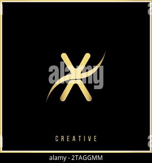 X Premium Vector latter Logo Design Creative Logo. Vector Illustration Logo. Letters Logo. Creative.Golden Logo Design Minimal Feminine Monogram. Logo Stock Vector