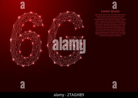 6G concept of future technology, network wireless systems, high-speed mobile Internet, from futuristic polygonal red lines and glowing stars for banne Stock Vector