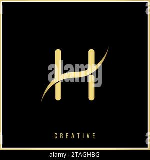 H Premium Vector latter Logo Design Creative Logo. Vector Illustration Logo. Letters Logo. Creative.Golden Logo Design Minimal Feminine Monogram. Logo Stock Vector