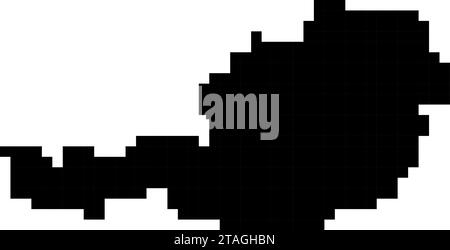 Austria map silhouette from black square pixels. Vector illustration. Stock Vector