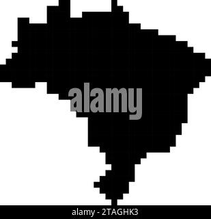 Brazil map silhouette from black square pixels. Vector illustration. Stock Vector