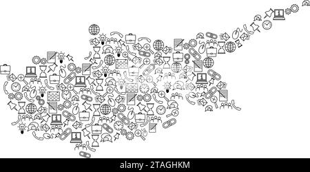 Cyprus map from black pattern set icons of SEO analysis concept or development, business. Vector illustration. Stock Vector