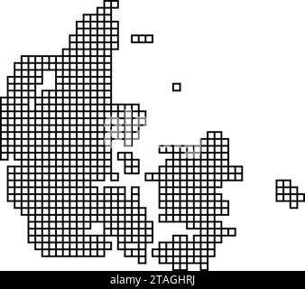 Denmark map silhouette from black square pixels. Vector illustration ...
