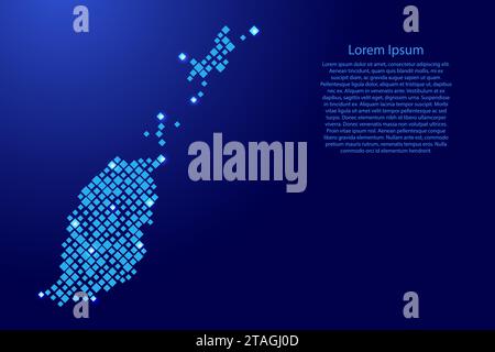 Grenada map from blue pattern rhombuses of different sizes and glowing space stars grid. Vector illustration. Stock Vector