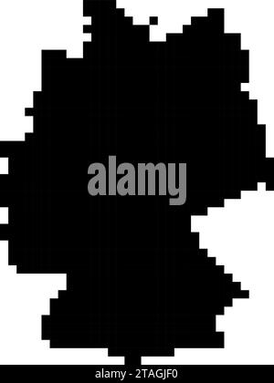 Germany map silhouette from black square pixels. Vector illustration. Stock Vector