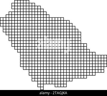 Saudi Arabia map silhouette from black pattern mosaic structure of squares. Vector illustration. Stock Vector