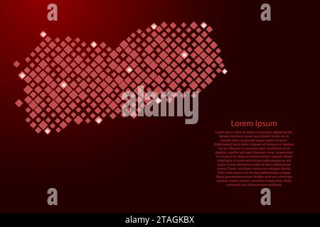 Yemen map from red pattern rhombuses of different sizes and glowing space stars grid. Vector illustration. Stock Vector
