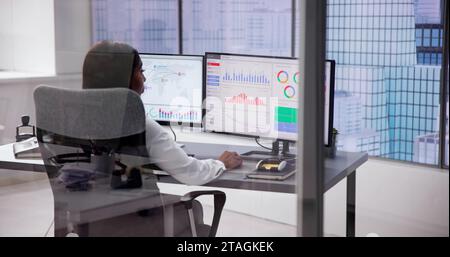 Financial Performance Dashboard: Analyzing Business Data with Graphs Stock Photo