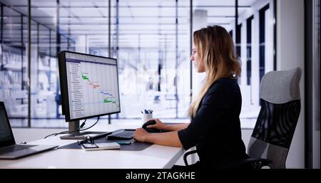 Gantt Software Project Document Plan List Banner Stock Photo