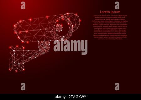 CCTV privacy control mobile camera, danger monitor,  warning equipment, from futuristic polygonal red lines and glowing stars for banner, poster, gree Stock Vector