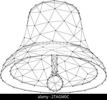 Bell, notification symbol, from abstract futuristic polygonal black lines and dots. Vector illustration. Stock Vector