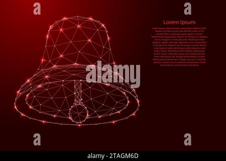 Bell, notification symbol, from futuristic polygonal red lines and glowing stars for banner, poster, greeting card. Vector illustration. Stock Vector