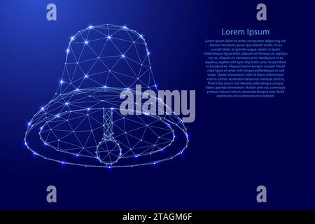 Bell, notification symbol, from futuristic polygonal blue lines and glowing stars for banner, poster, greeting card. Vector illustration. Stock Vector