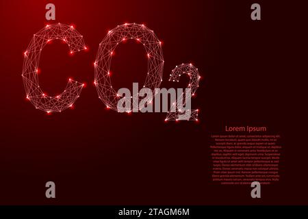 co2 emissions, carbon dioxide pollution, ecology, environmental, from futuristic polygonal red lines and glowing stars for banner, poster, greeting ca Stock Vector