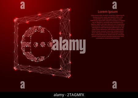 Electrical outlet, plug socket, from futuristic polygonal red lines and glowing stars for banner, poster, greeting card. Low poly concept. Vector illu Stock Vector