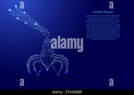 Grapple, loading device, from futuristic polygonal blue lines and glowing stars for banner, poster, greeting card. Vector illustration. Stock Vector