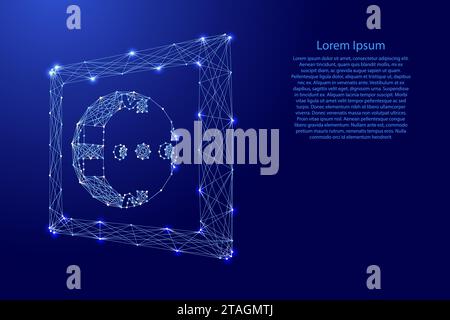 Electrical outlet, plug socket, from futuristic polygonal blue lines and glowing stars for banner, poster, greeting card. Low poly concept. Vector ill Stock Vector