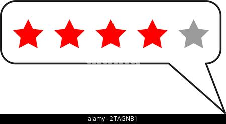 Message with stars, customer rating concept from black lines, red stars. Vector illustration. Stock Vector