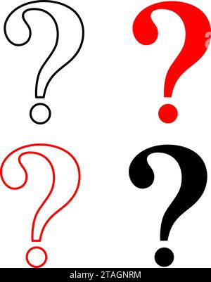 Large question mark, set of red and black symbols on white background Stock Vector