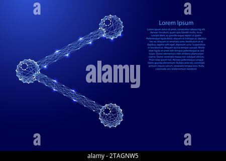 Share send media post exchange sign, data message sharing, from futuristic polygonal blue lines and glowing stars Stock Vector