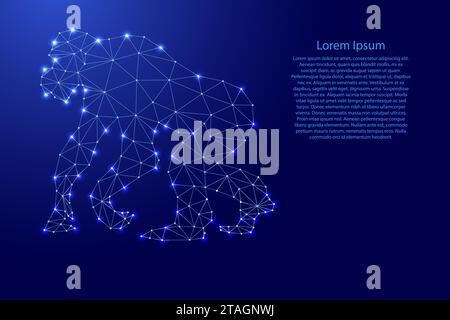 Monkey chimpanzee from futuristic polygonal blue lines and glowing stars for banner, poster, greeting card. Vector illustration. Stock Vector