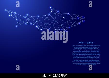 Shark, silhouette from futuristic polygonal blue lines and glowing stars for banner, poster, greeting card. Vector illustration. Stock Vector