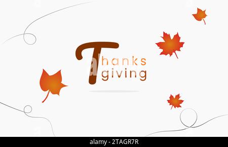 Happy thanksgiving text design graphic vector. Poster, banner, greeting, cover, flyer, brochure, invitation for celebration Stock Vector