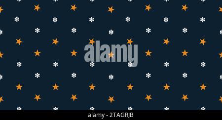 Flowers with Stars Seamless Pattern Design in Golden Color on a Dark Color Background. Very energetic, exotic, and vibrant. Stock Vector