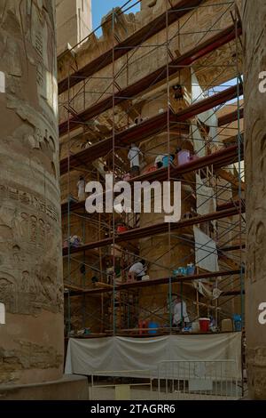 An aerial view of an ongoing reconstruction work in Luxor, Egypt Stock Photo