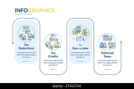 Tax benefits types blue infographic template app screen Stock Vector