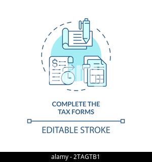 Complete tax form soft blue concept icon Stock Vector