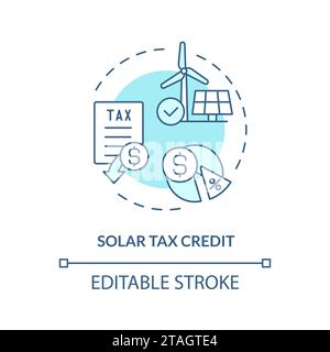 Solar tax credit soft blue concept icon Stock Vector