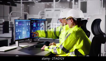 Industrial Automation Engineer in an Office Programming System Stock Photo